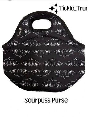 Sourpuss Black and White Bat Design Purse